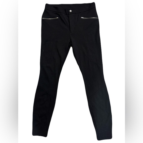 Athleta Ponte Moto Pants Black Size 6 | Zip Pockets Structured Trousers - Picture 2 of 7